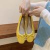 Retro Bow Single Shoes Female 2025 New Summer Within The High Female Shoes Red Ballet Flat Shoes Zapatos De Mujer