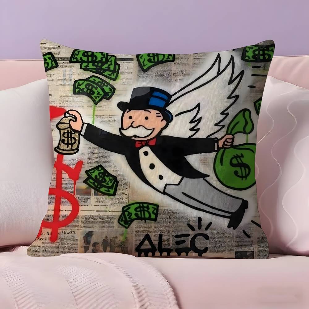 Cartoon M-Monopoly Pillow Case Ultra Soft Skin Friendly Fabric Cloud Like Comfort & Concealed Zipper