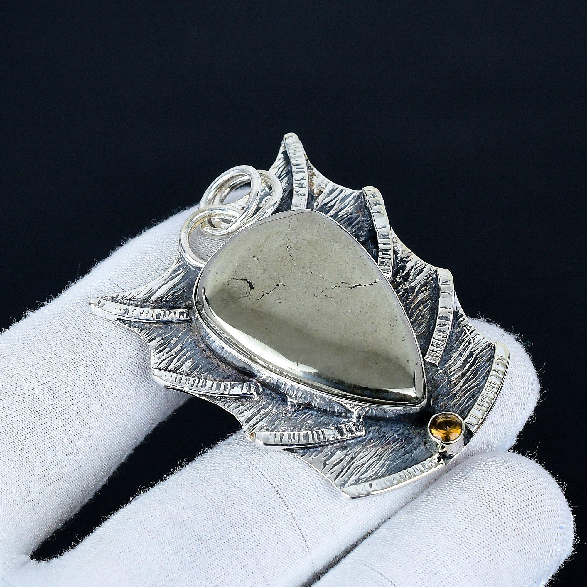 

Pyrite Pendant, 925 Sterling Silver Handmade Jewelry, Pyrite Silver Pendant, Party Wear Jewelry For Women s, Pendant Valentine s Day Gift 6.5 Cm золотой