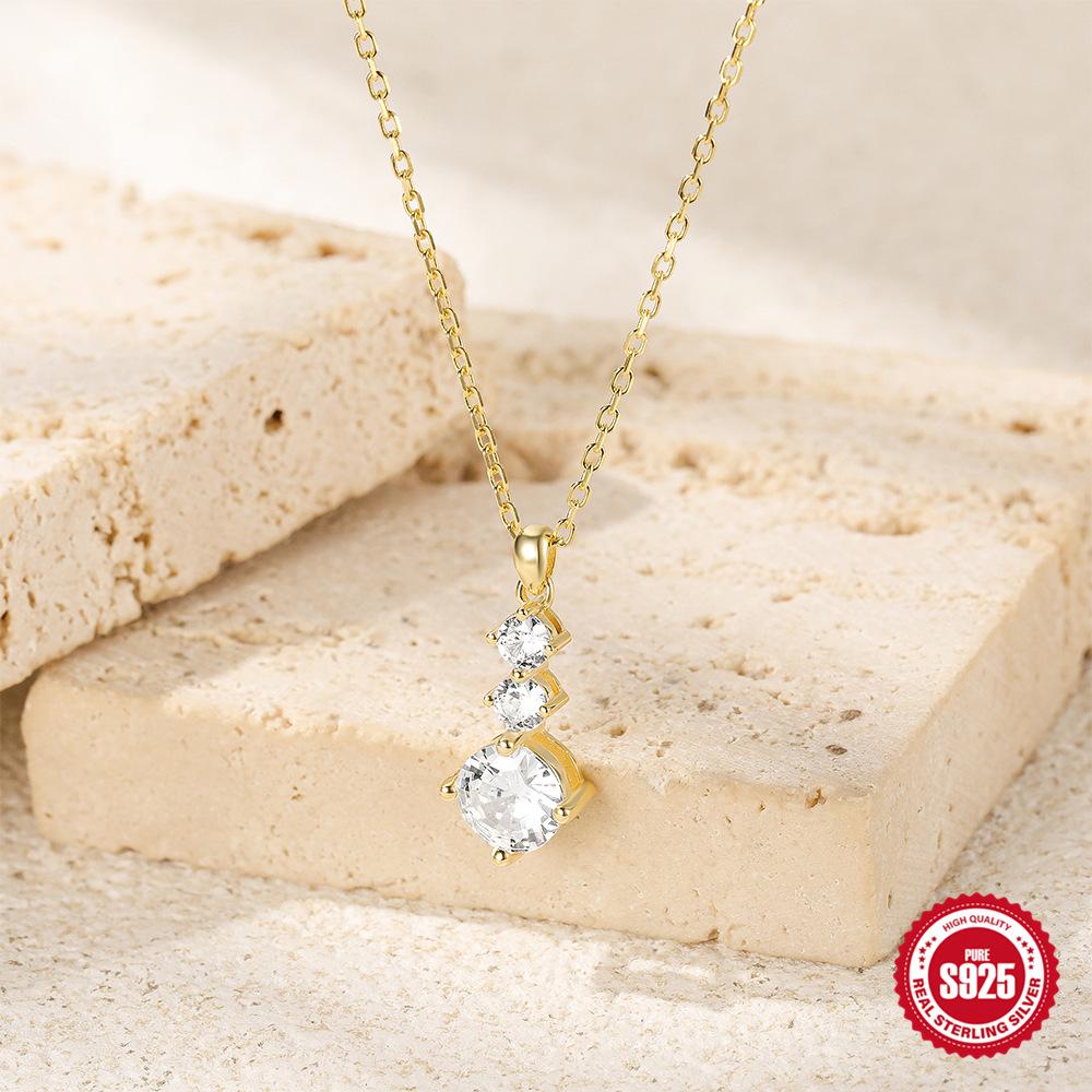 S925 Sterling Silver Classic Size Four-Claw Diamond Women'S Wedding Pendant Premium Necklace Wedding Bridal Accessories