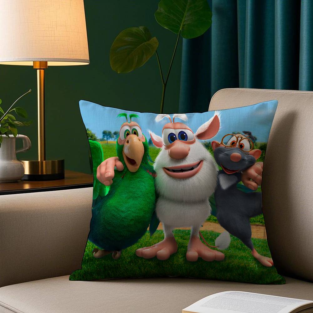 

Cartoon B-Booba Funny Cute Pillow Case Short Plush Print Cushion Cover Square Throw Pillow Covers Sofa Home Decor 16x16Inch