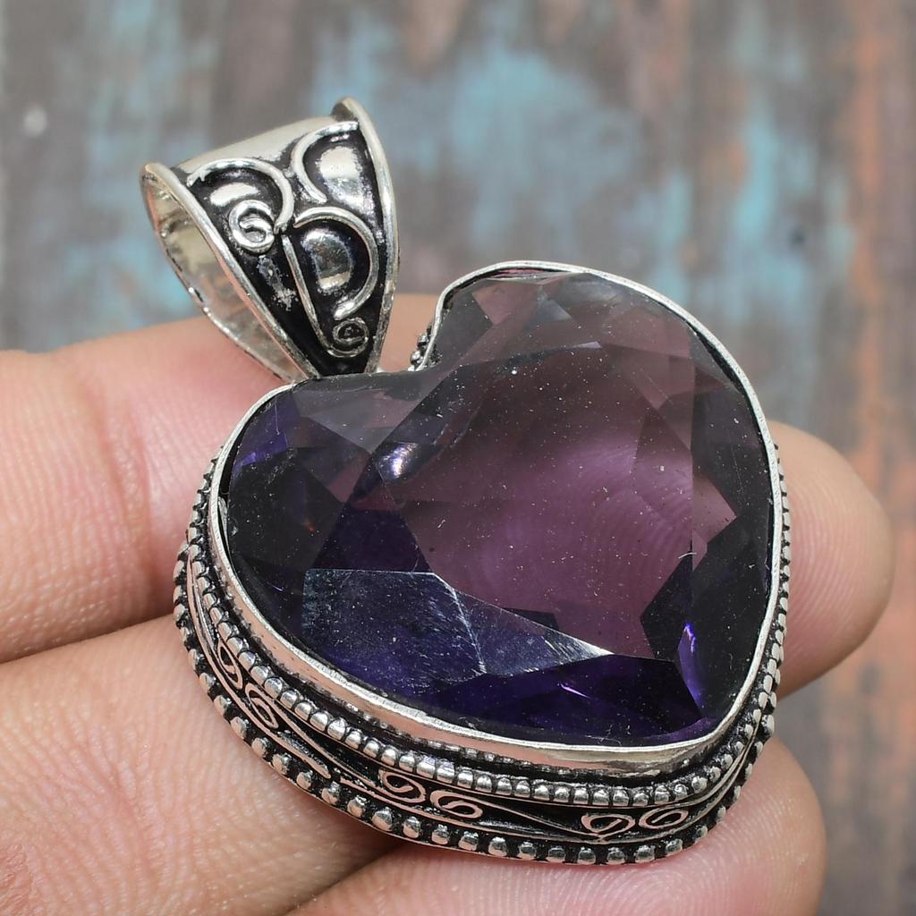 Amethyst Gemstone Handmade 925 Sterling Silver Jewelry Pendant For Memorial Day