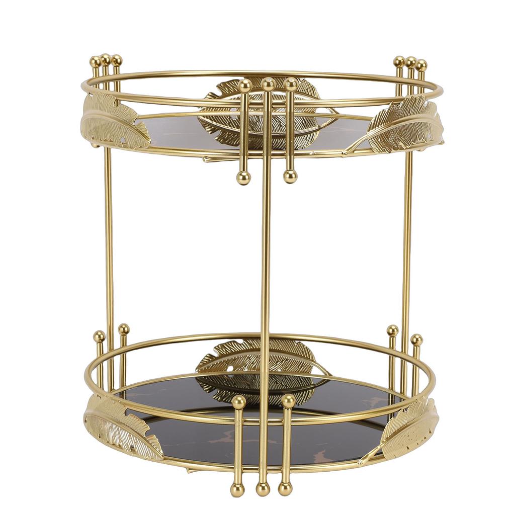 Make-up   Eisen 2-stöckig Hautpflege Aufbewahrung Display-Ständer Badezimmer-Arbeitsplatte   Regal für Schminktisch Schlafzimmer Schwarz Gold