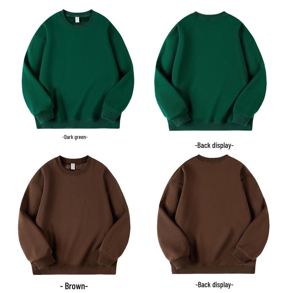 2025 Fleece-Lined Drop Shoulder Cotton Sweatshirt - Thickened Round Neck Workwear with Logo