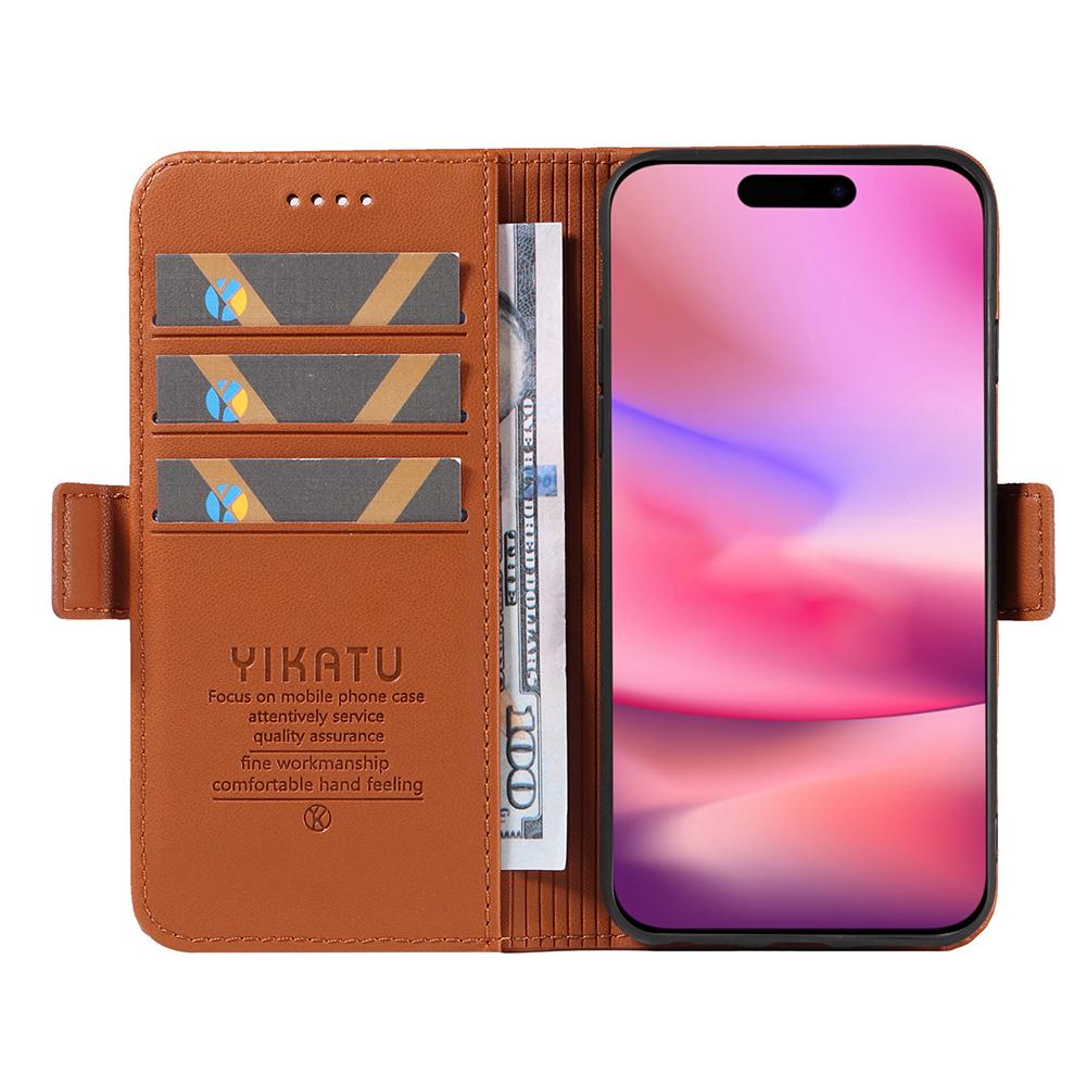 

YIKATU YK-003 для iPhone 16 шкіряний чохол-гаманець для телефону з боковою магнітною застібкою
