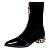 Suede Pointed Boots Autumn and Winter Fashion Thin Velvet Short Boots Rhinestone Front Zipper Women's Boots