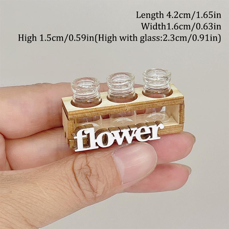 

1Комплект 1:12 кукольных миниатюрных гидропонных деревянных цветочных композиций, подставка, мини-стеклянная ваза для цветов, модель, домашний декор для сада, игрушки