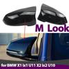 1 Pair Glossy Black Side Case Trim M Style Car Rearview Mirror Caps for BMW X1 IX1 U11 U12, X2 IX2 U10 Accessories