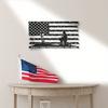 Custom Personalized Military Kneeling Serviceman Memorial Metal Wall Art Battlefield Cross Plaque Honor Veterans Decor Sign