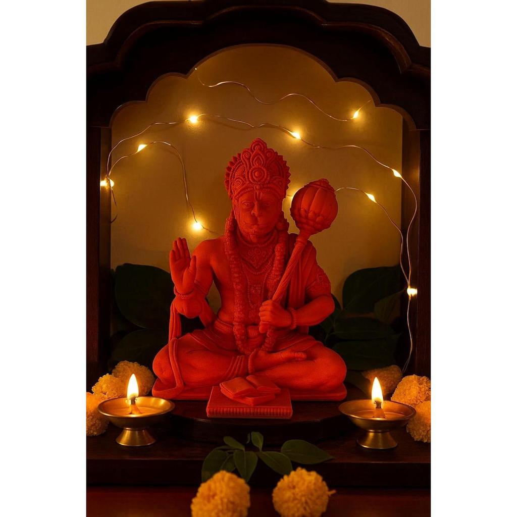 Bahubali Hanuman Ji Murti for Car Dashboard, Lord Hanuman Idol Statue for Home Decoration and Puja, Made with Resin