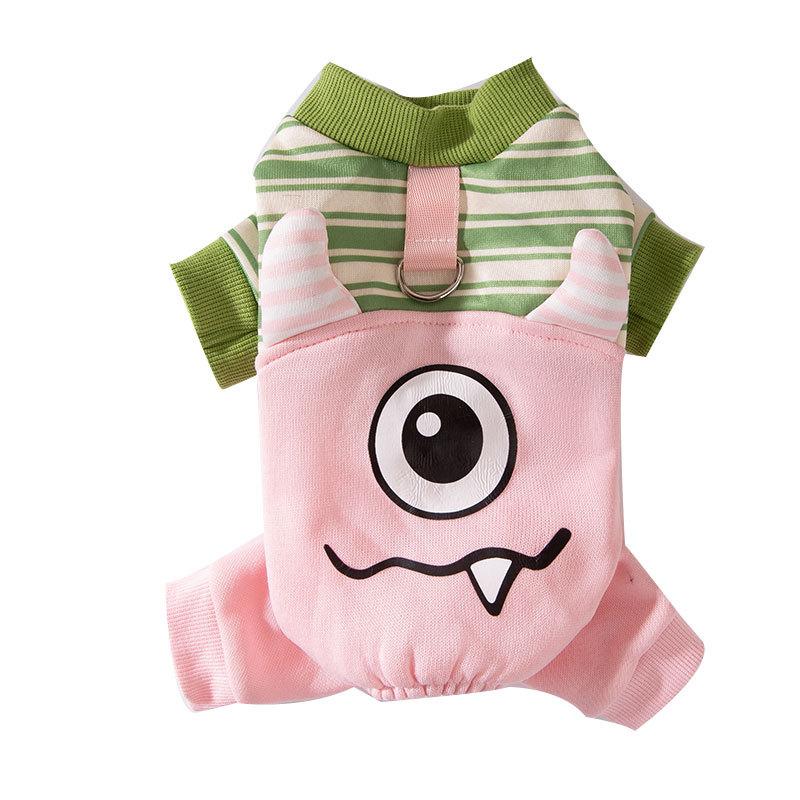 Autumn and Winter Dog Big-eyed Monster Striped Small and Medium-sized Dog Warm Four-legged Cat Teddy Bear Pet Clothes