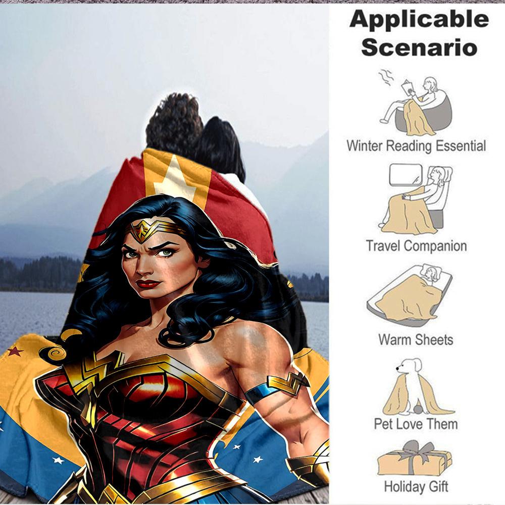 1 unidad Wonder Woman, Manta de Superhéroe Fibra de Poliéster, Confort para Todas las Estaciones para Sofá, Cama, Oficina, Coche, Camping, Decoración del Hogar y Regalo Ideal, Confort de Oficina