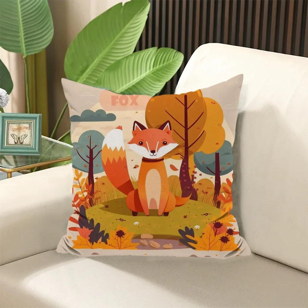 Cartoon Fox Pillow Cover Cushion Covers  ×  Stuffed Cushions Decorative Pillows for Sofa Cases × Elegant Room Sleep Home