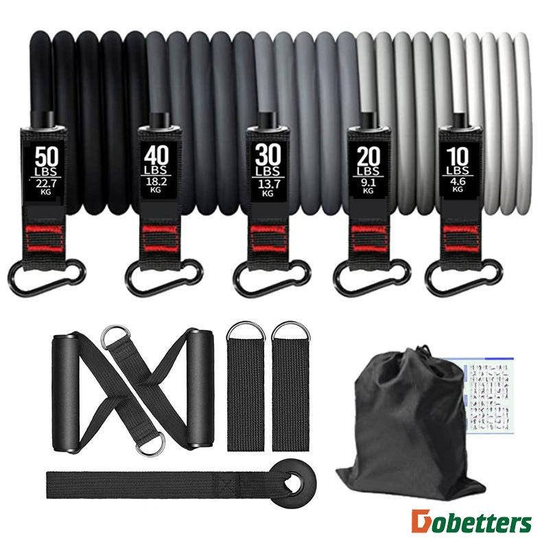 11-Piece TPE Alloy Hook Tension Rope Set for Muscle Training & Fitness 150 Pounds Elastic Strength Wholesale S00-bag