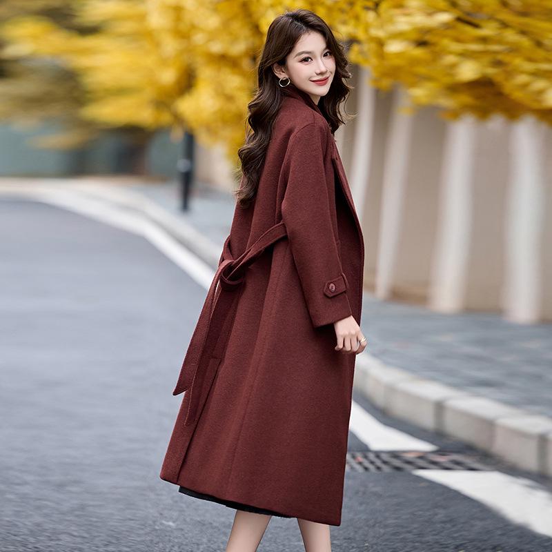Women's Woolen Lapel Coat - Extra Long, Cotton-Padded Warmth for Autumn & Winter (HR1020)
