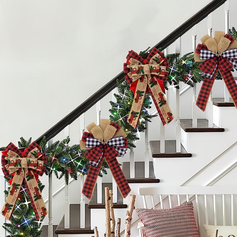 1 Piece of Red Christmas Wreath, Bow, Outdoor Decoration, Velvet Sequins,reindeer Bow, Outdoor Use During the Christmas Holiday