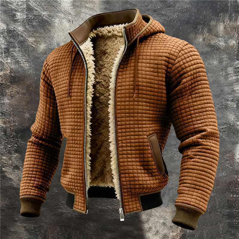 Men's European & American Velvet Thick Knit Hooded Jacket - Autumn & Winter