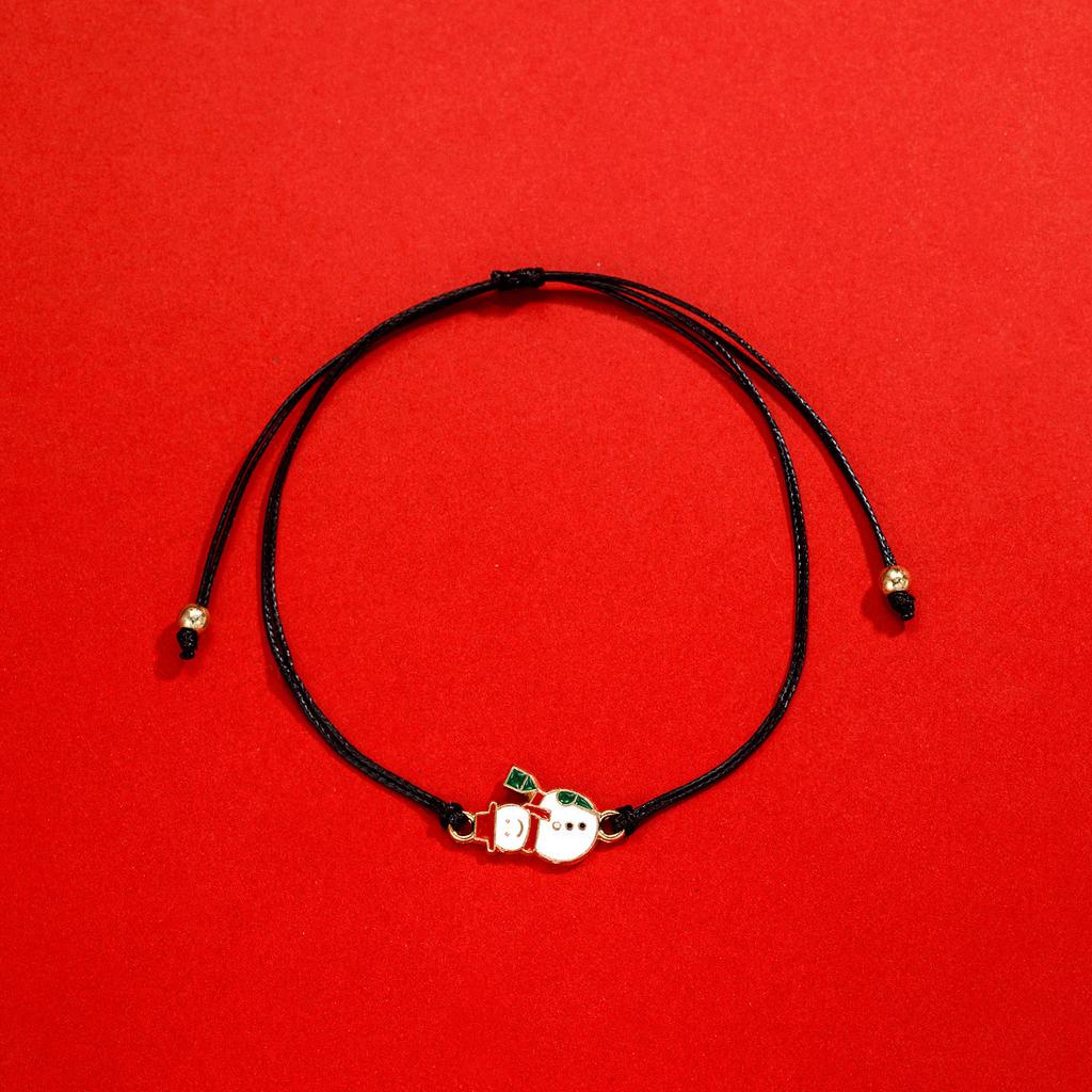 Christmas Theme Braided Rope Bracelet Santa Claus Pendant Bracelet Women Gifts Party Jewelry Gifts