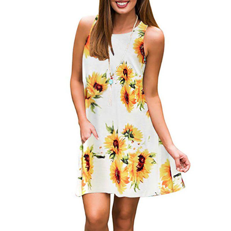 Women's Summer Boho Floral Tank Dress With Comfortable Loose Fit For Casual Beach Outings