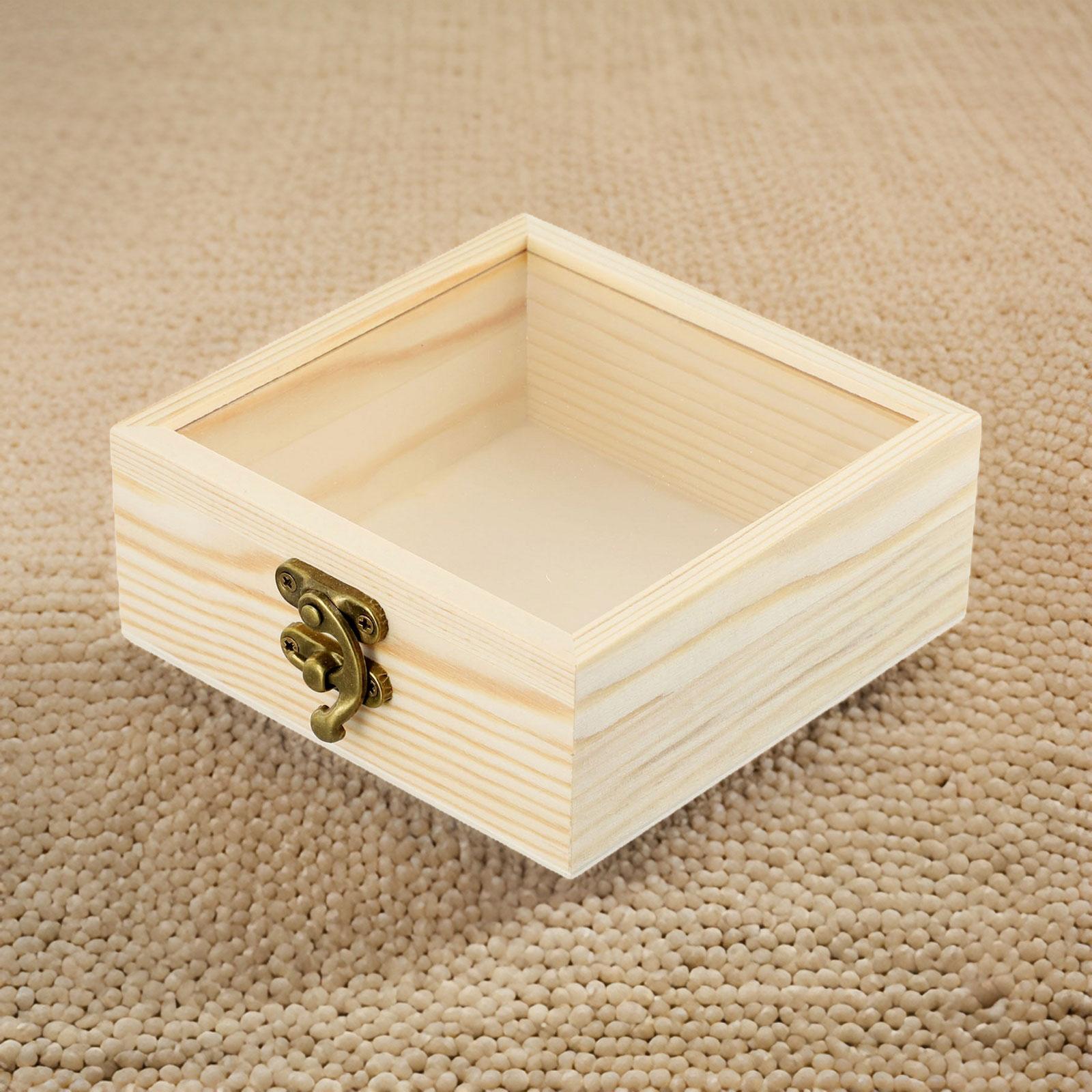 

Деревянные контейнеры для хранения, шкатулки для ювелирных изделий с точной резкой, подарочная коробка для рукоделия 8.5*8.5*5cm