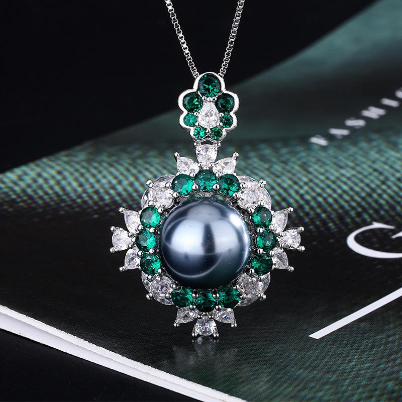 Zümrüt Mücevher Mahkemesi Vintage Renk Hazineleri İnci Platin Gri Boncuk Gümüş İğne Küpe Kolye