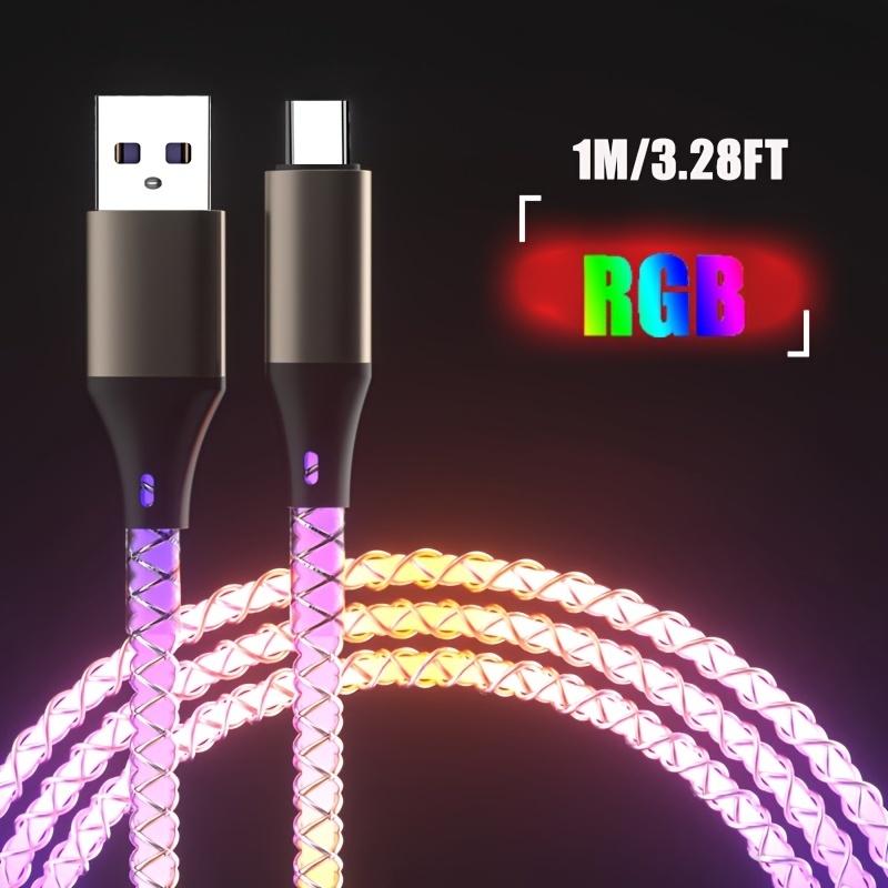 Type-C/USB to Type-C Fast Charging RGB Breathing Cable for iPhone 16/15 Samsung S23 S22 Xiaomi 14 13Pro K60