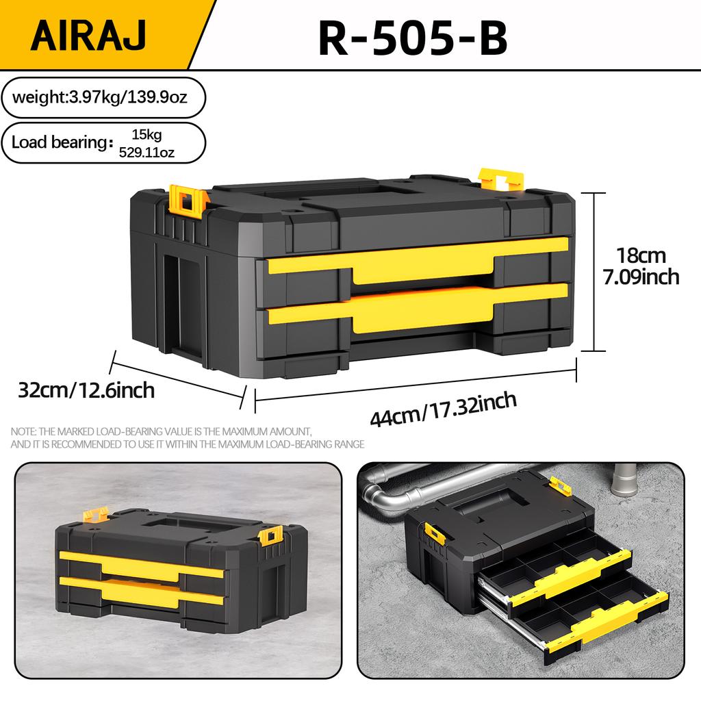 AIRAJ Stackable Modular Combo Toolbox Set -Portable Combo ToolBox with Wheels for Space-Saving Modular Assembly & Easy Mobility!