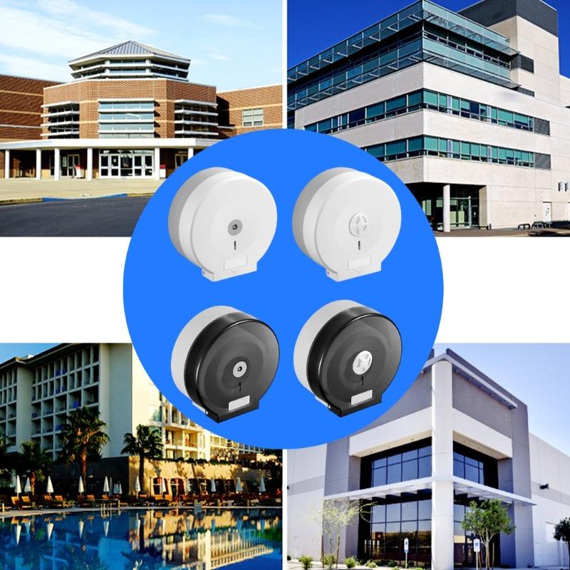 Wall Mounted Large Roll Toilet Paper Holder Dust Proof Cover Space Saving Design Easy Installation For Public Bathroom