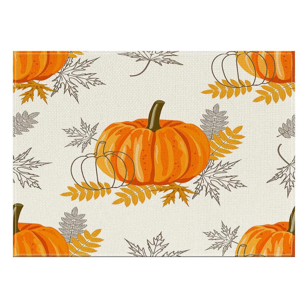 Thanksgiving Autumn Harvest Pumpkin Placemats Seasonal Autumn Table Mats for Outdoor Home Party Dining Decoration