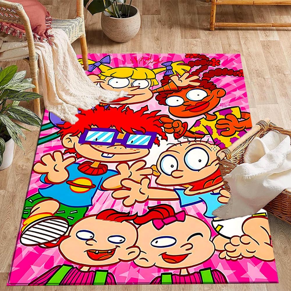Rugrats: Playtime Chaos Themed Anti-Slip Rugs - Polyester Home Decor, Suitable for Bedrooms, Living Rooms, Doorways, Studios, and Decorations