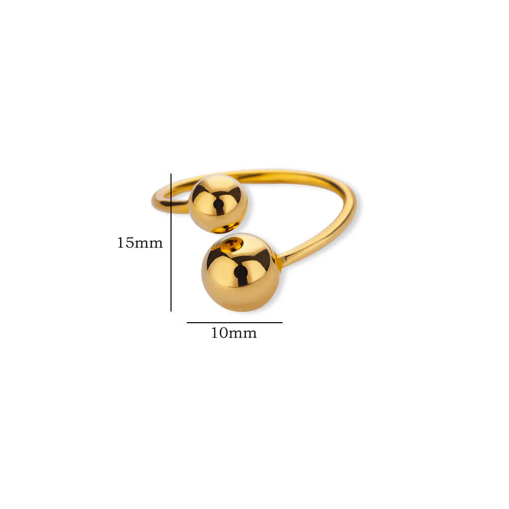 Irregular Beads Stainless Steel Rings For Women Men Open Adjustable Gold Color Chunky Ball Ring Minimalist Waterproof Jewelry
