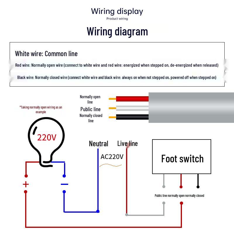 TFS-201 Plastic Foot Switch, 2m Cable, Pedal-Operated, Aviation Plug, Two/Three-Core Options