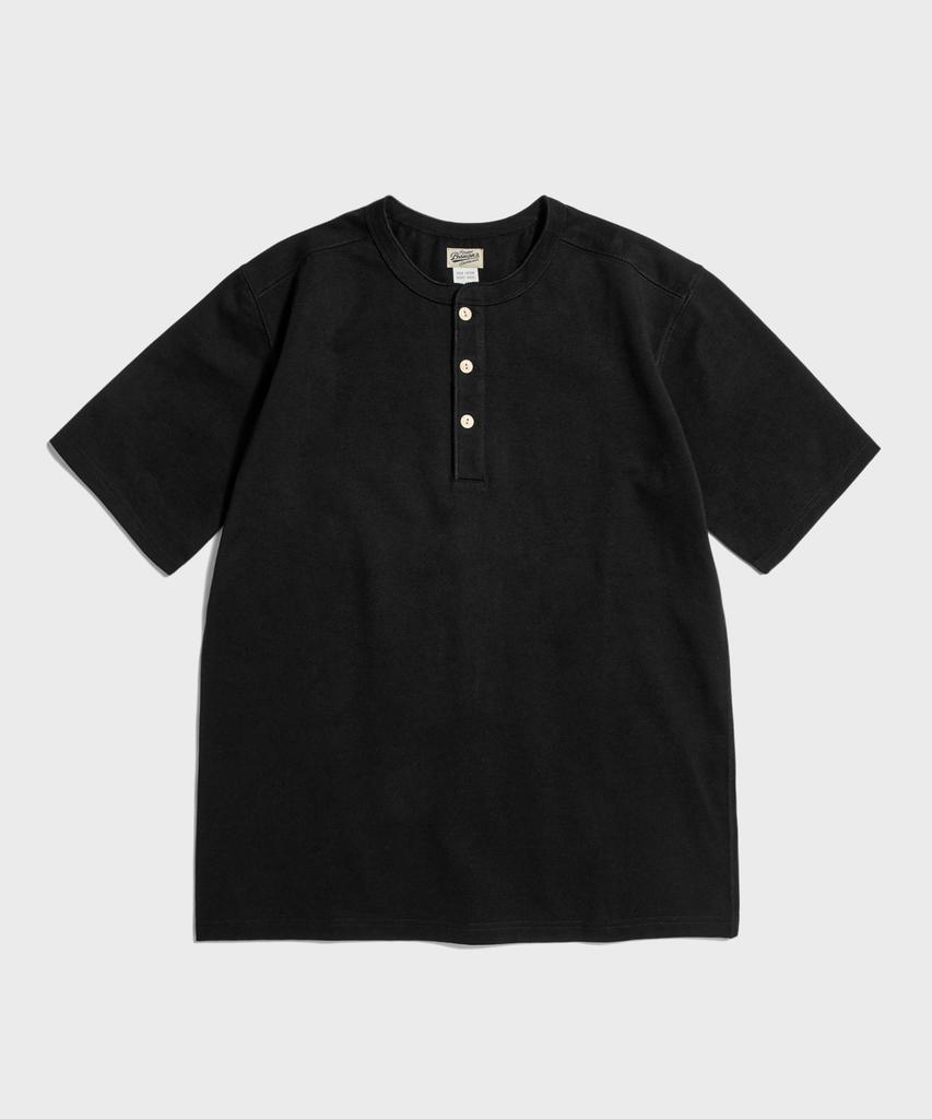 Beulonseun 10.6 Oz Cotton Short Sleeve Henley Tee Black
