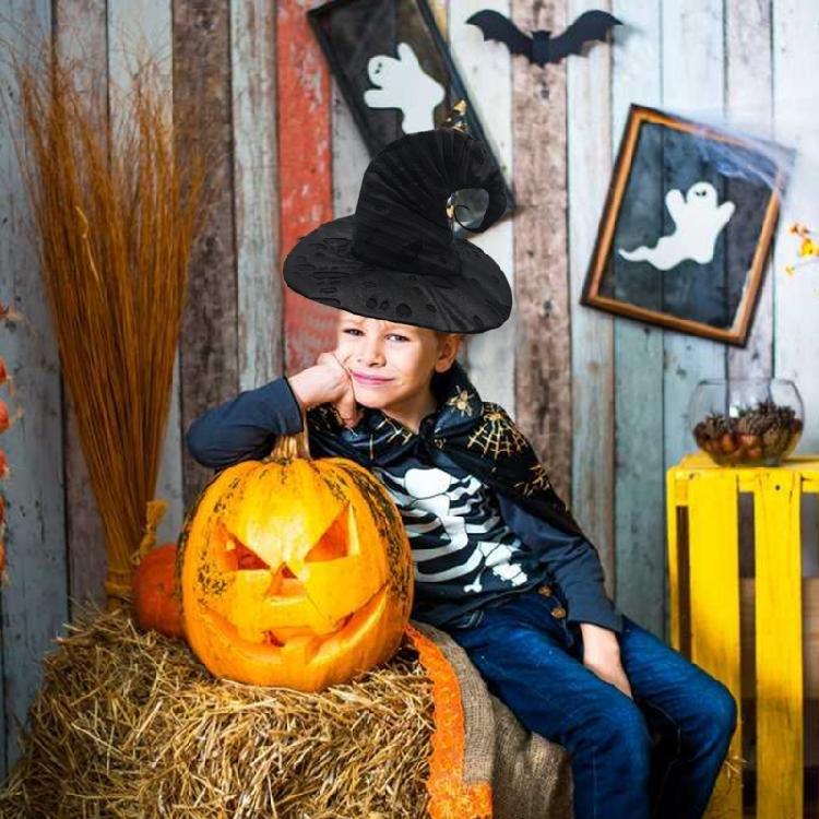 Halloween Cosplay Witch Wizard Hat with Tattered Hole Carnivals Party Headpieces Devil Hat Cosplay Tool for Adult Teen
