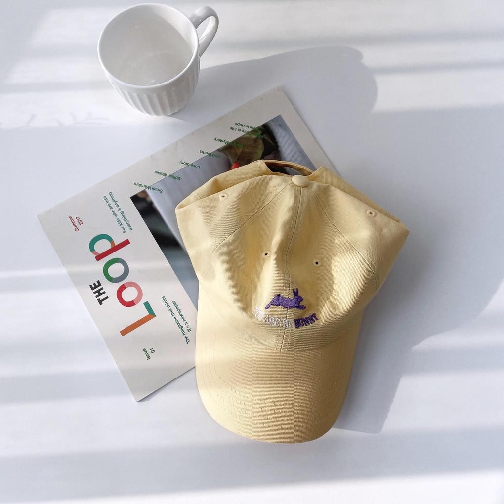 Unisex Basic Daily Baseball Cap Black Bunny Ball Cap