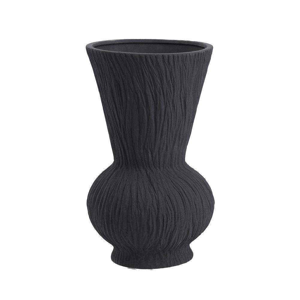 White Ceramic Vase Frosted Black Vase Decorative Ornament Fresh and Dried Flower Arrangement Vases Living Room Decoration Vases