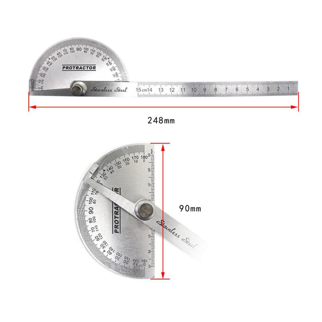Steel Protractor 0- Angle Finder Rotation Ruler Student Tool