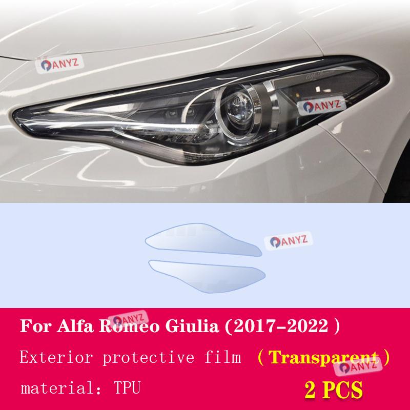 2 Pezzi Pellicola Protettiva Fari Auto Fari Trasparente Nero Adesivo TPU Per Alfa Romeo Giulia 2017- Accessori Auto