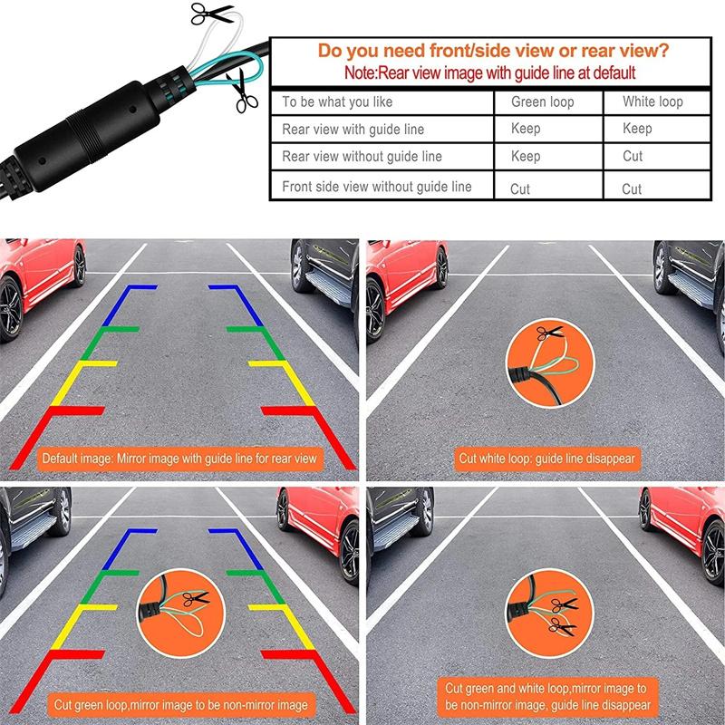 Araba Geri Vites Kamerası HD Gece Görüşlü Geniş Açı Arka Görüş Park Kamerası Su Geçirmez CCD LED Otomatik Yedekleme Monitörü Renkli Görüntü