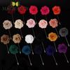 Colorful 4cm Rose Flower Brooches Red Pink Fabric Women Men Coat Pins Groom Wedding Party Breastpin Simple Suit Accessory Gift