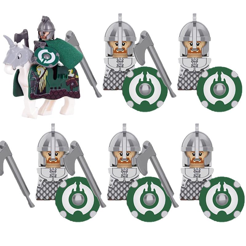 MOC Středověké Vojenské Stavební Kostky Elfský Bojovník Ork Rohan Gondor Rytíř Sada Postav Zvířecí Armáda Zbraň Luk Kuše Hračka