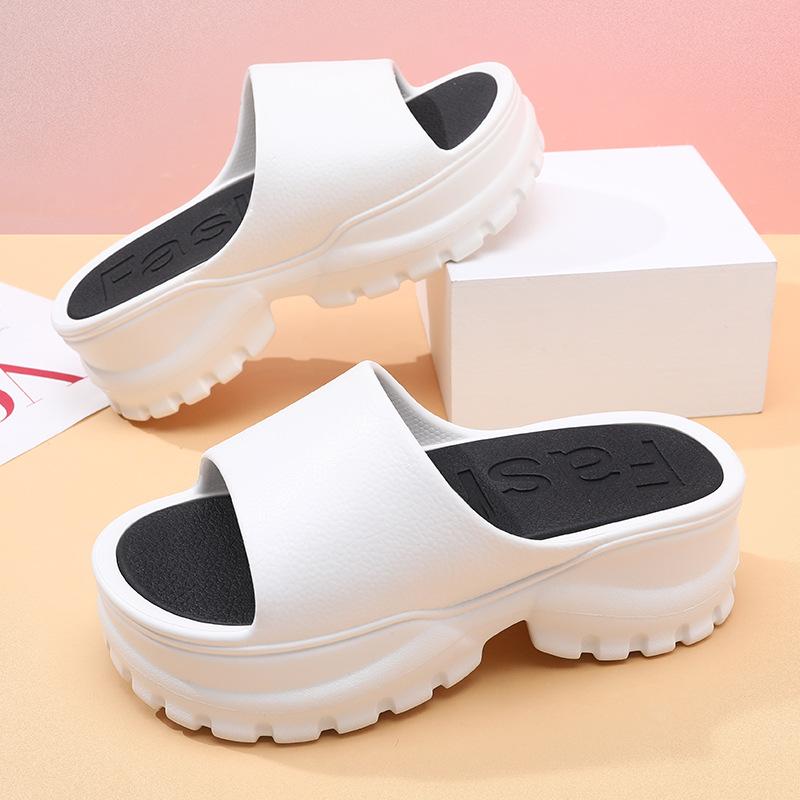 Summer women's slope heel thick bottom outer wear outdoor beach one-word drag available