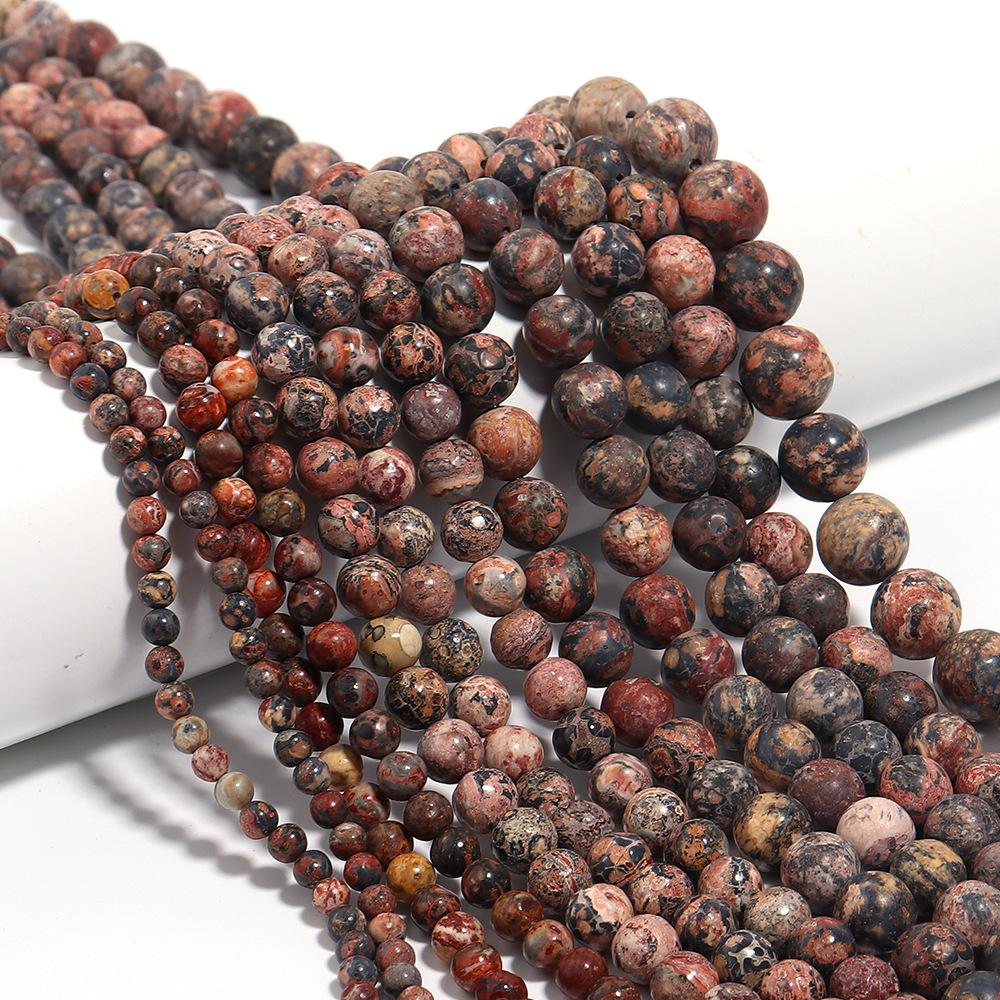 Leopard Skin Jasperss Stone Round Beads 15" Strand 4 6 8 10 12 MM Charm Beads for Jewelry Making Charm Bracelet Gift