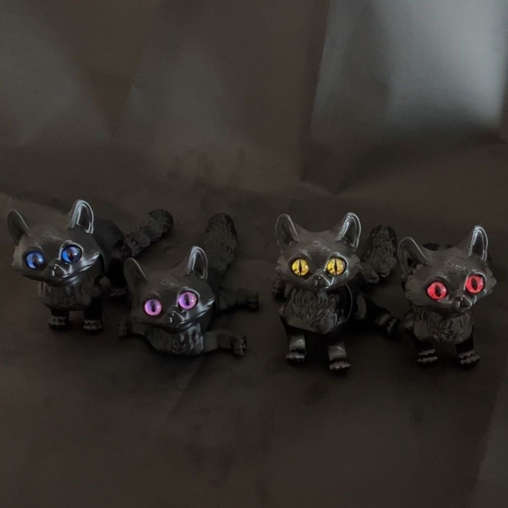 Plastic Material Articulated Cats Big Eyes 3D Printed Cat Figure  Room Decoration