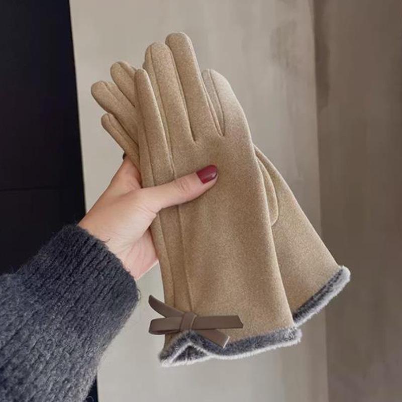 

Женские зимние перчатки для сенсорных экранов: Милые, плюшевые, утолщенные, ветрозащитные, водонепроницаемые, с отдельными пальцами для катания на лыжах и велосипеде. хаки