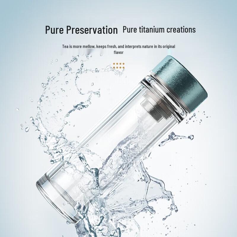 TOMIC Pure Titanium Double-Layer Glass Tea Cup