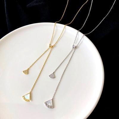Fan-shaped Zircon Tassel Necklace Temperament Retro Elegant Versatile Female Niche Collarbone Chain
