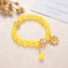 Sweet   Daisy Flower Bracelet Women Glass Beads Elastic Rope Bracelets Girl Party Wedding Jewelry Gifts