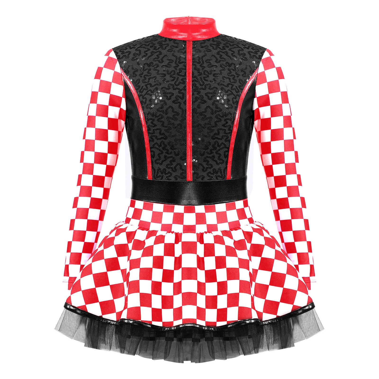 

Костюм гонщиці, гонщика, комбінезон з шаховим візерунком з довгим рукавом, печворк з паєтками, сукня для Хелловіну, косплею, вечірки 3-4 Years чорний