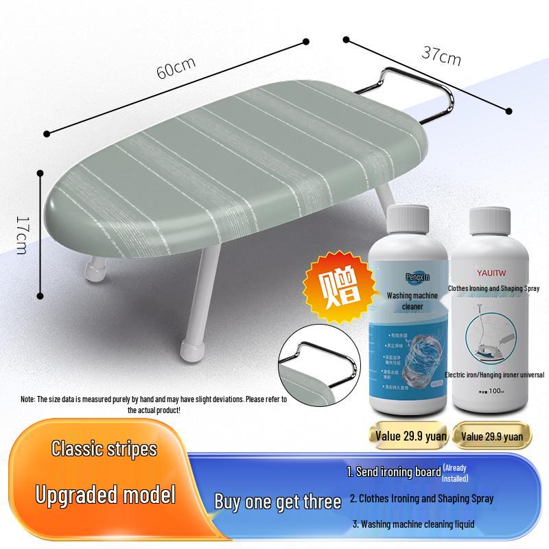 Folding Mini Ironing Board with Ironing Pad and Clothes Rack